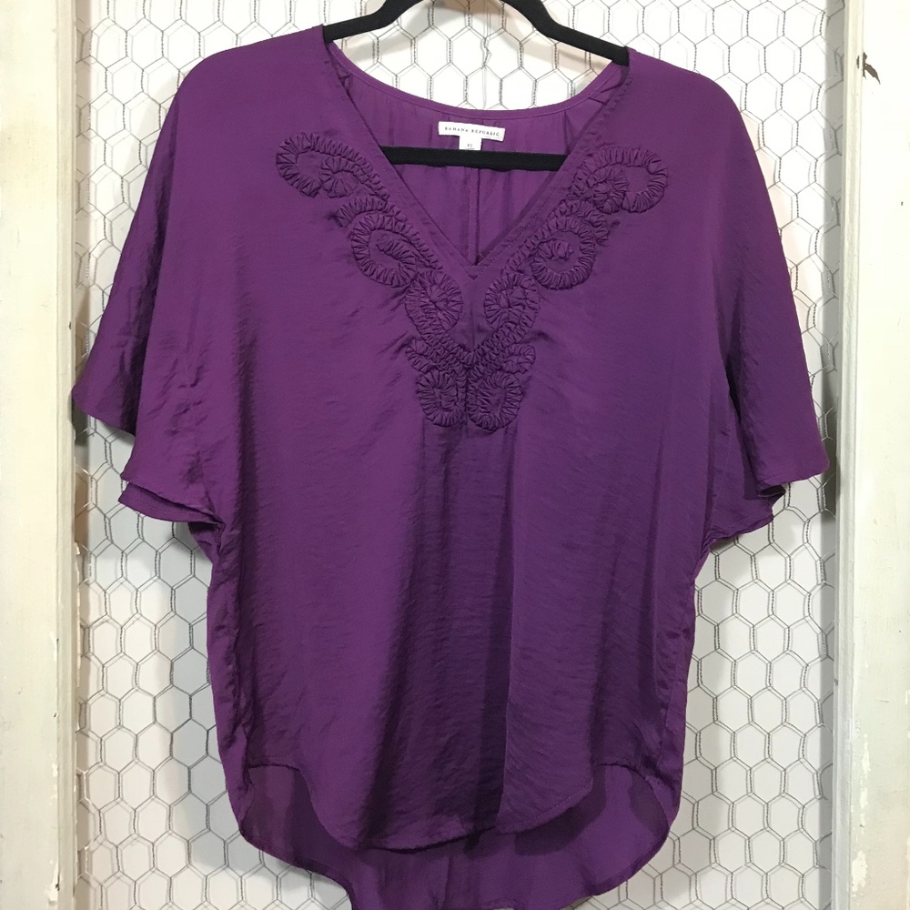 Banana Republic V-neck Blouse- Purple